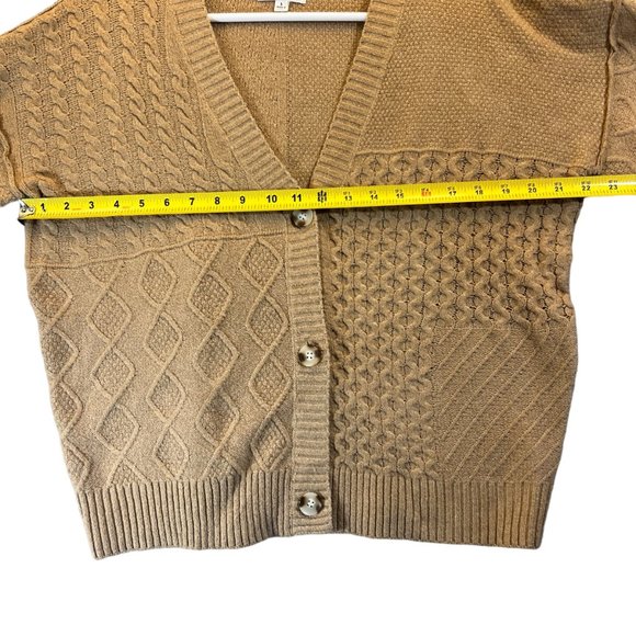 Olive + Oak Women's Size Small Tan Long Sleeve Button Knitted Cardigan Sweater - Picture 4 of 9